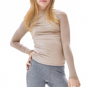 NEW GOOD GIRL mock neck long sleeve knit top in mocha